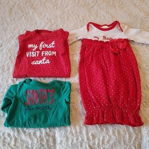 Lot of 3 Christmas Baby Outfit Sets size 0 to 6 months